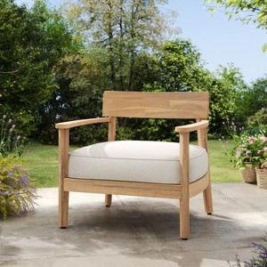 Christopher Knight Home Mallorca Acacia Wood Outdoor Club Chair with Seat Cushion - 1 of 4