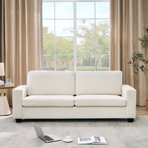 GustoWave 84" Cloud Couch with Deep Seat, 3-Seater Corduroy Couches, Modern Upholstered Sofa with Wide Armrests for Living Room, Beige - 1 of 4