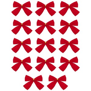 Northlight Mini Velveteen Christmas Bow Decorations - 3" - Red - Pack of 14 - 1 of 4