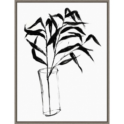 18" x 24" Sumi-e Bamboo I by Jennifer Goldberger Framed Wall Canvas - Amanti Art