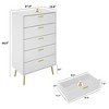 FUFU&GAGA 5 Drawer Tall Cabinet Legs White Vertical Dresser Storage Cabinet Large Storage Space - 3 of 4