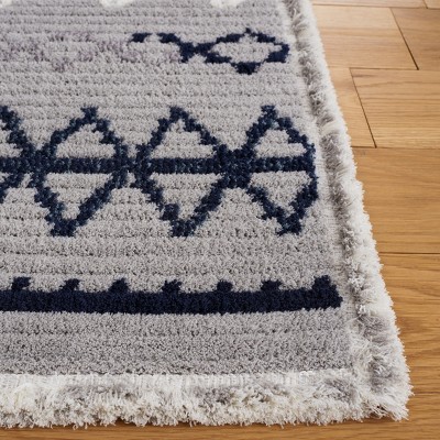 Marrakesh Gray and Navy Square Synthetic Area Rug