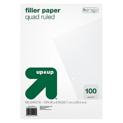 Filler Paper Quad Ruled 100ct - Up&Up™ – Target Inventory Checker ...