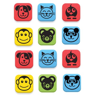 Flipside Products Magnetic Whiteboard Student Erasers, Animals, Set of 12 (Pack of 2)