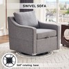 PAGED Boucle Fabric Swivel Accent Chair Living Room Chairs with Soild Wood Round Brown Base Leg for Living Room - 3 of 4