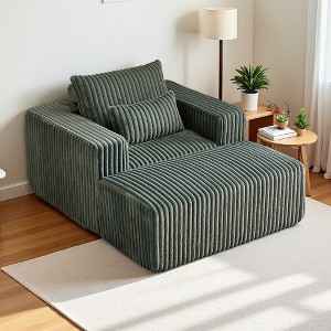 62.5" Corduroy Lounge Chair Sofa with Removable Footrest - 1 of 4