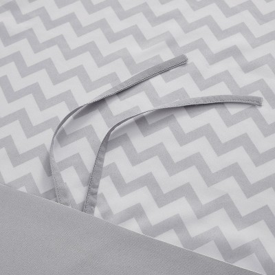 King Size Chevron Gray Microfiber Duvet Cover Set