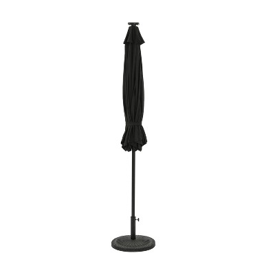 Mirage II Fiesta Black Aluminum Market Patio Umbrella with Solar LED Lights