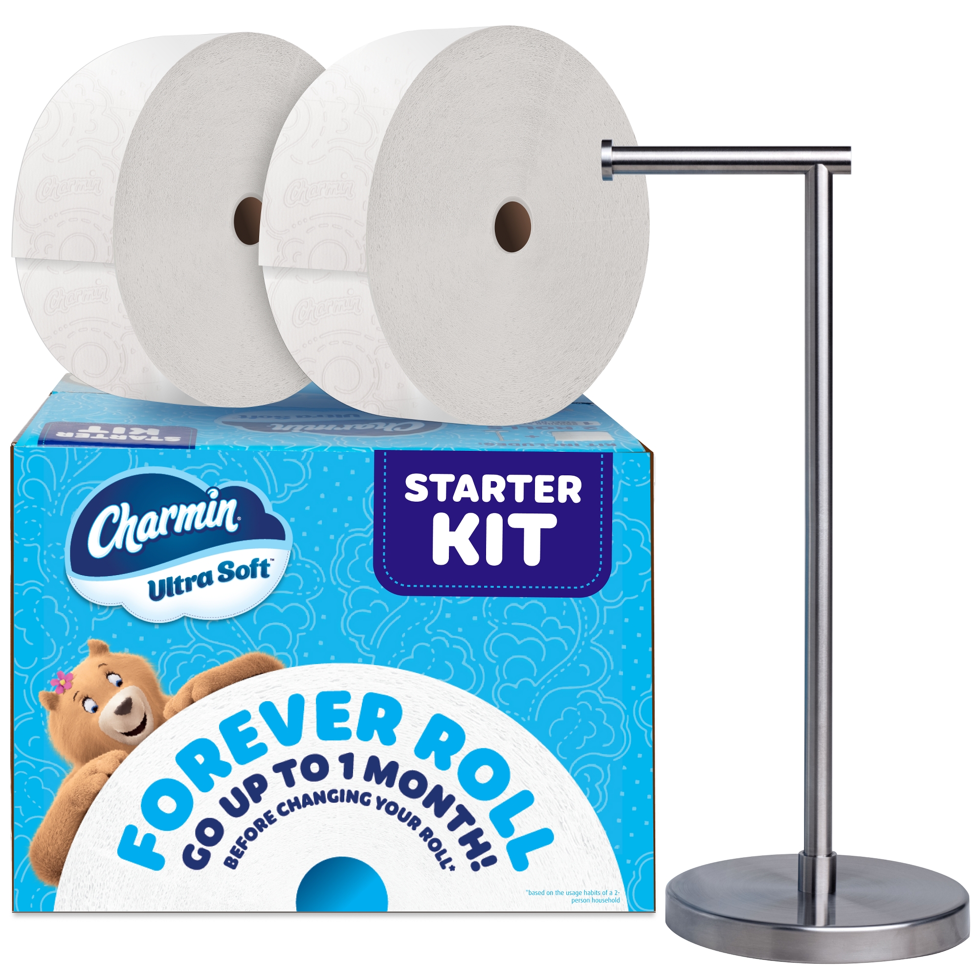 Charmin Toilet Paper Ultra Soft Forever Roll Starter Kit - 2 Rolls - 1700 Sheet: No Fragrance Added, Dye-Free, Non-Toxic