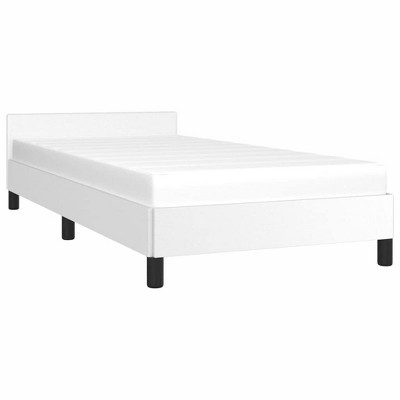 vidaXL Bed Frame with Headboard, White, 39.4"x74.8" Twin Faux Leather