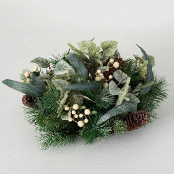 7.5"H Sullivans Berry And Pinecone Orb, Green