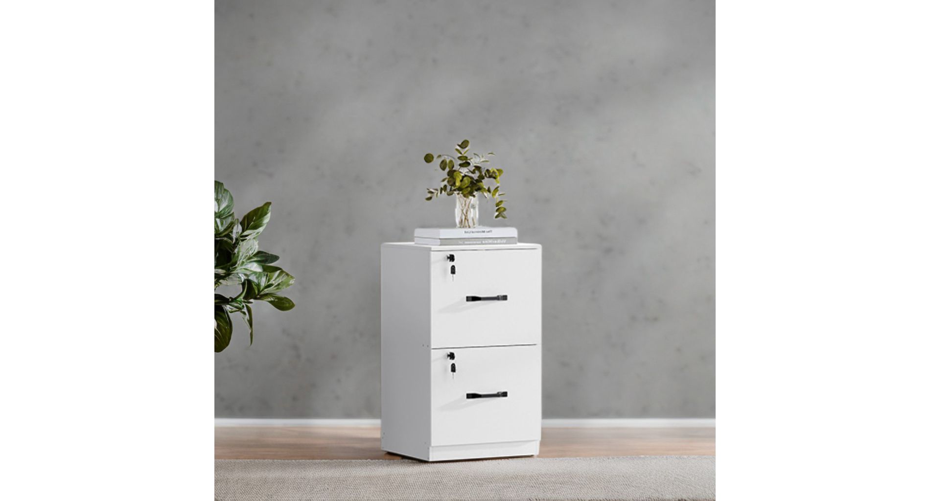 2-Drawer Vertical File Cabinet with 2 Lockable Drawers, Adjustable Hanging Rail, Filing Cabinet, Printer Stand