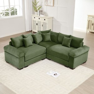 Oversized Cloud Modular Sectional Couch,Convertible Sectional Couches Deep Seat Extra-Wide Armrests - 1 of 4