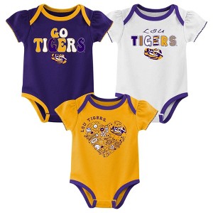 NCAA LSU Tigers Infant Girls' 3pk Bodysuit - 1 of 4