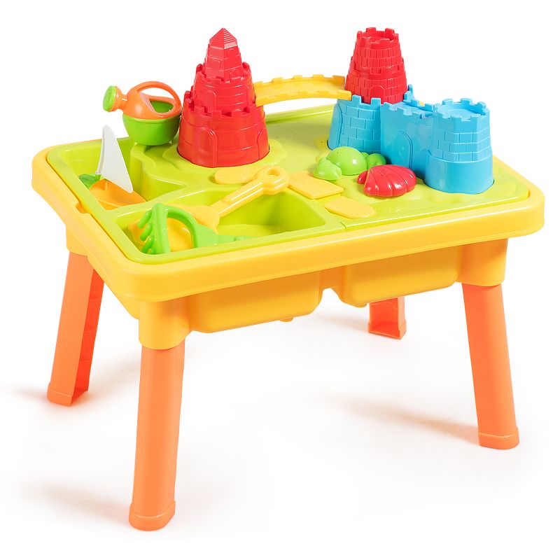 2 in 1 Sand and Water Table Activity Beach Play Set w/ Sand Castle Molds & Cover, 1 of 11