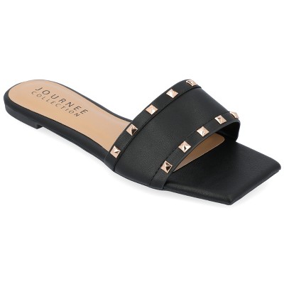 Rockstud Flat Slide Sandal for Woman in Black