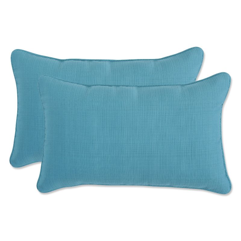 2 Piece Outdoor Lumbar Toss Pillow Set - Forsyth Solid - Pillow Perfect, 1 of 6