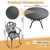 7-Piece Cast Aluminum Outdoor Dining Set with Beige Cushions, Round Table & Ergonomic Chairs - for Patio, Backyard - 3 of 4