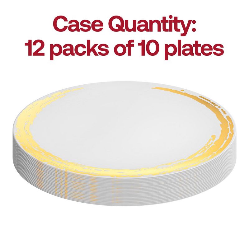 Smarty Had A Party 10.25" White with Gold Moonlight Round Disposable Plastic Dinner Plates (120 Plates), 3 of 7