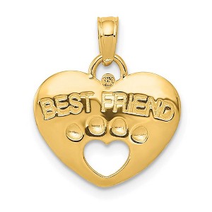 Black Bow Jewelry 14k Yellow Gold Best Friend Paw Print and Heart Pendant - 1 of 4