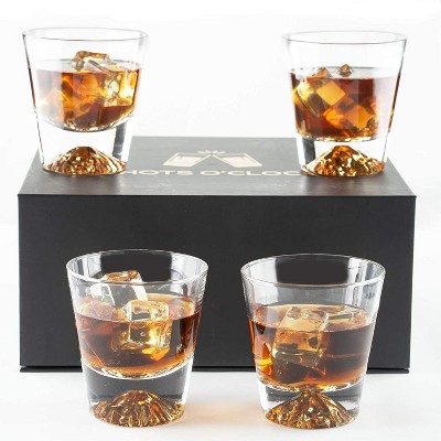 Crystal Clear Gold Heavy Base Whiskey Tumbler Set of 4