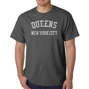 LA Pop Art Men's Word Art T-shirt - POPULAR NEIGHBORHOODS IN QUEENS, NY - 1 of 4
