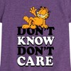 Girls' - Garfield - Don't Know Don't Care Fitted Short Sleeve Graphic T-Shirt - 2 of 4