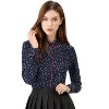 Allegra K Women's Printed Long Sleeve Piped Button Down Office Shirt - 2 of 4