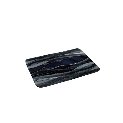 36"x24" UtArt Midnight Marble Deep Ocean Waves Memory Foam Bath Mat Navy - Deny Designs