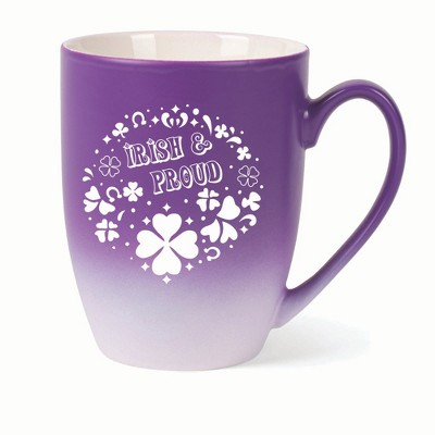 Elanze Designs Irish & Proud Two Toned Ombre Matte 10 ounce New Bone China Coffee Tea Cup Mug, Purple and White