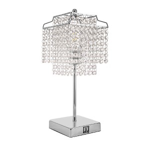 DORESshop 1-Light Bedside Crystal Table Lamp Chrome, Touch Control, 3-Way Dimmable Lamp with Crystal Shade for Bedroom,Living Room - 1 of 4