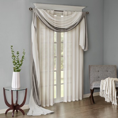White Sheer Polyester Ground Length Curtain Panel Pair