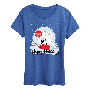 Women's - Coca-Cola - Happy Holiday Sled Short Sleeve Graphic T-Shirt - 1 of 4