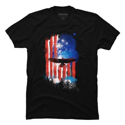 Men's Design By Humans July 4th American Eagle Sky By kharmazero T-Shirt