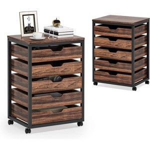 Tribesigns 5-Drawer Chest of Storage Cabinet, Wood Storage Cabinet with Wheels - 1 of 4