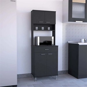 LunaLulinlk Kitchen Pantry with Countertop; Closed & Open Storage -Black - 1 of 4