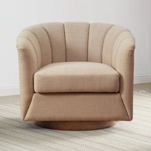 CAVINAS Swivel Accent Chair with High Backrest and Sloped Arms, Upholstered Club Armchair with 360-Degree Base for Living Room, Bedroom - 1 of 4