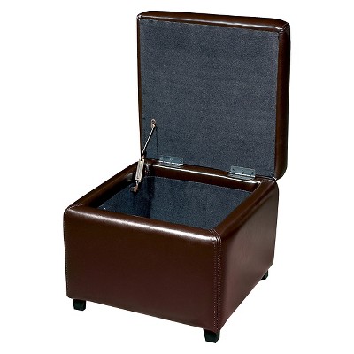 Baxton Studio Dark Brown Faux Leather Storage Cube Ottoman