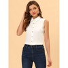 INSPIRE CHIC Women's Casual Sleeveless Button Down Peter Pan Collar Chambray Shirt - 2 of 4