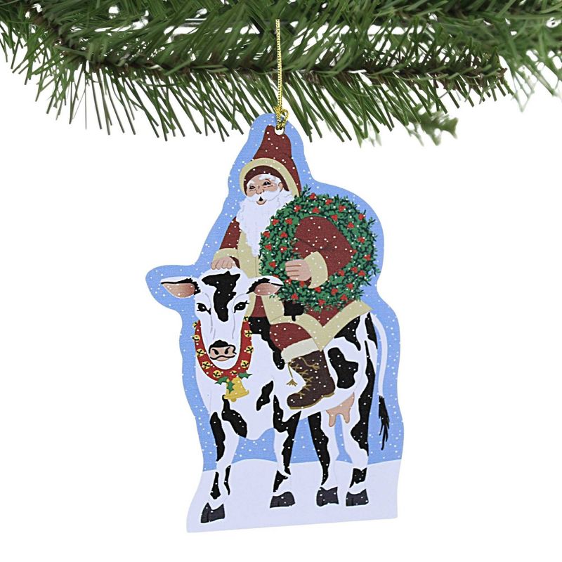 Cats Meow Village 4.75 In Santa Arrives On A Holstein. Ornament 40Th Anniversary Tree Ornaments, 2 of 4