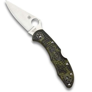 Spyderco Delica 4 Lightweight Folding Pocket Knife with 2.9" Flat-Ground Steel Blade with PlainEdge | Superior High-Strength FRN Handle, Zome Green - 1 of 4