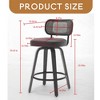 Swivel Bar Stools Set of 2, 26" Upholstered Faux Leather Counter Height Barstools with Walnut Back & Bentwood Legs - Leovsnove - 4 of 4