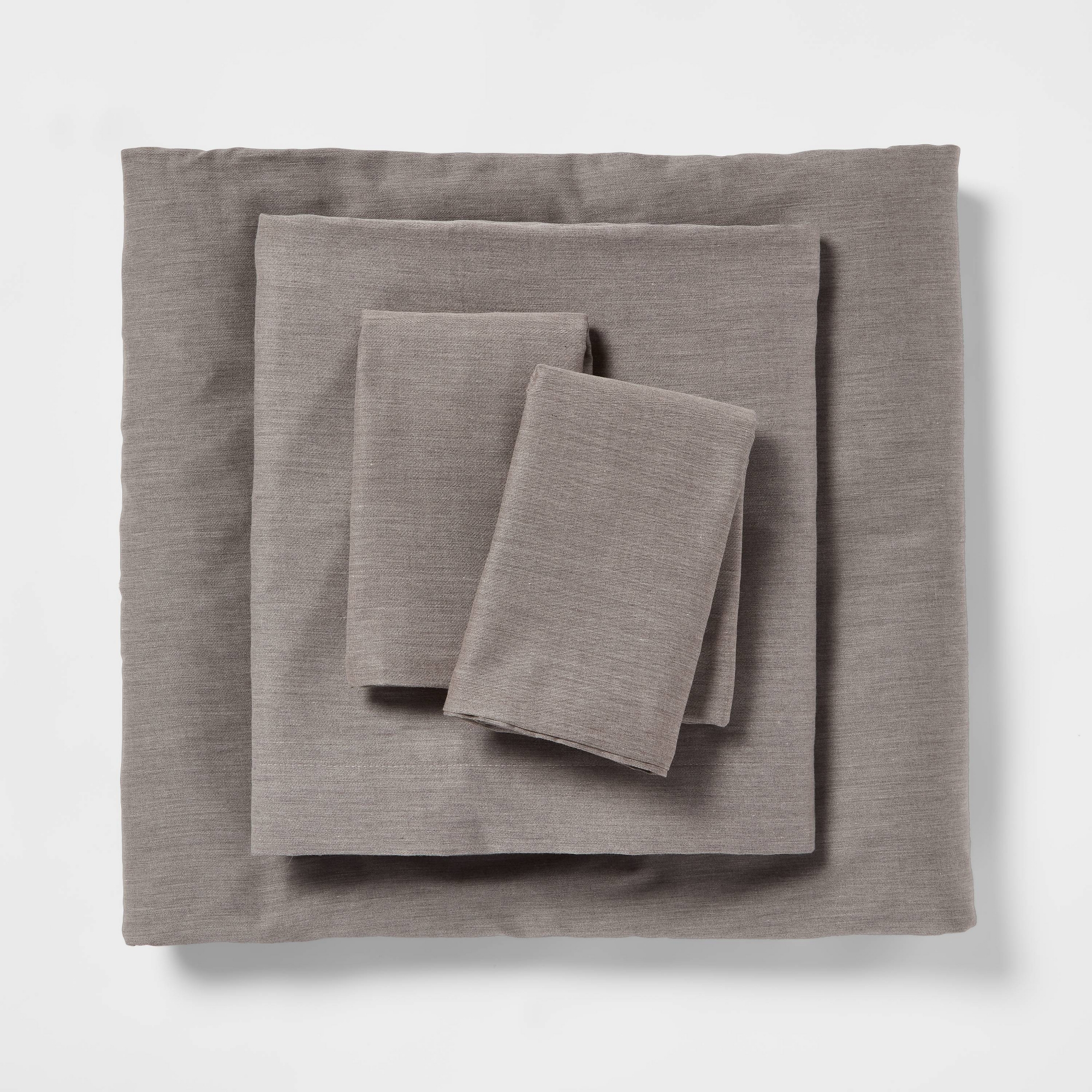 Queen Easy Care Cotton Blend Sateen Sheet Set Heather Gray - Room Essentials™