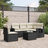 vidaXL 6 Piece Patio Sofa Set with Cushions Black Poly Rattan - Black and Cream With Table - 2 of 4