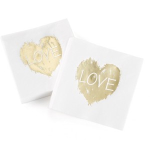 50ct Love Heart' Disposable Napkins: Gold Dinner Napkins for 50th Anniversary, Milestone Celebration by Hortense B. Hewitt - 1 of 1
