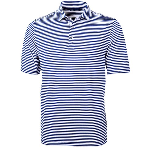 Cutter & Buck Virtue Eco Pique Stripe Recycled Mens Polo - Tour Blue ...