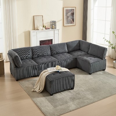MOONMISS Modular 6- Seat  Sectional Sofa U Shaped Modular Couch with Reversible Chaise Modular Sofa Sectional Couch for Living Room