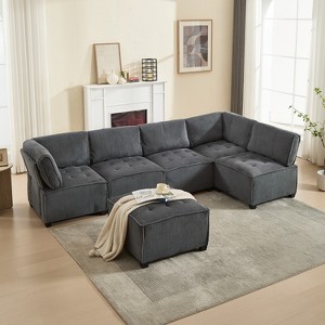 MOONMISS Modular 6- Seat  Sectional Sofa U Shaped Modular Couch with Reversible Chaise Modular Sofa Sectional Couch for Living Room - 1 of 4
