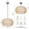 Rattan Farmhouse Chandelier Light Fixture, 5-Light Large Pendant with Fabric Shade, Rustic Hand-Woven Hanging Light for Dining Room, Kitchen Island - 2 of 4