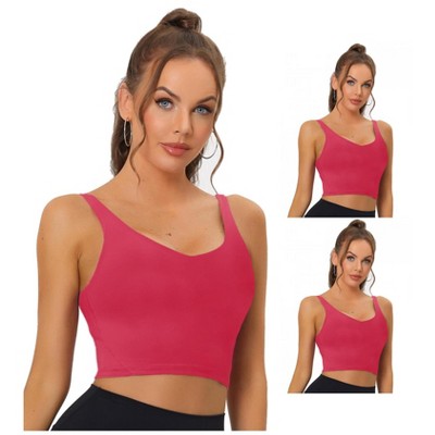 INSPIRE CHIC Women's Workout Fitness Longline Wireless Padded Yoga Sports Bra 3 Packs